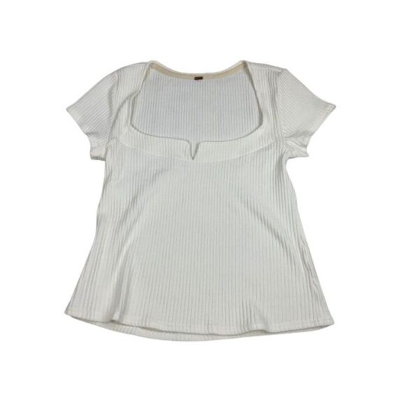 Free People Off White Ribbed Top. Sz M - Picture 3 of 3
